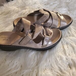 Clarks Women's Pewter Metallic Sandals Size 9